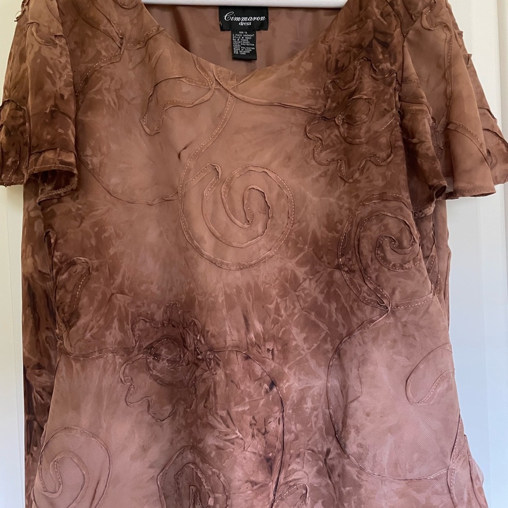 Brown Textured Women's Top and skirt set sz 12
